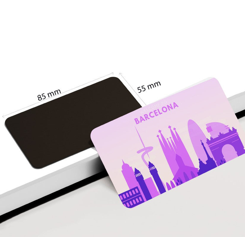 dhcrafts Rectangular Rubber Fridge Magnet / Magnetic Card Purple Barcelona Design Pack of 1 (8.6cm x 5.4cm)